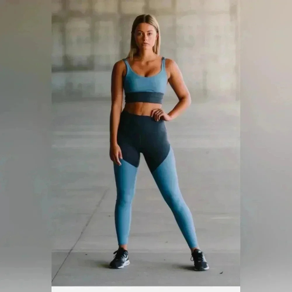 Zyia Active Size 6/8 Storm Parallel Luxe Hi-Rise Leggings 7/8